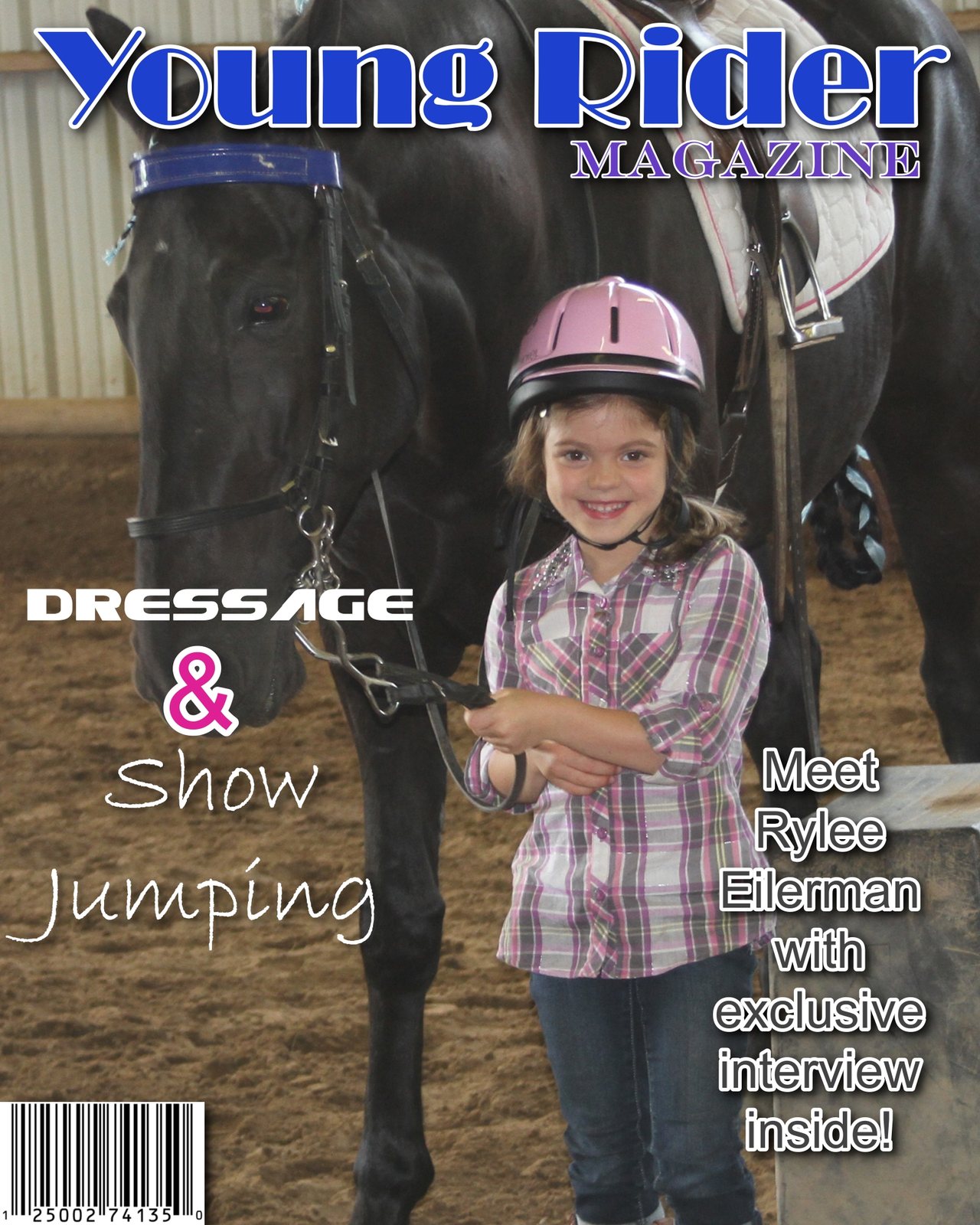 A young Rylee with a black horse on a 2013 magazine cover feature.